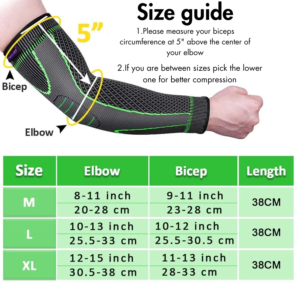 Anti-Slip Arm Compression Sleeves for Elbow Support