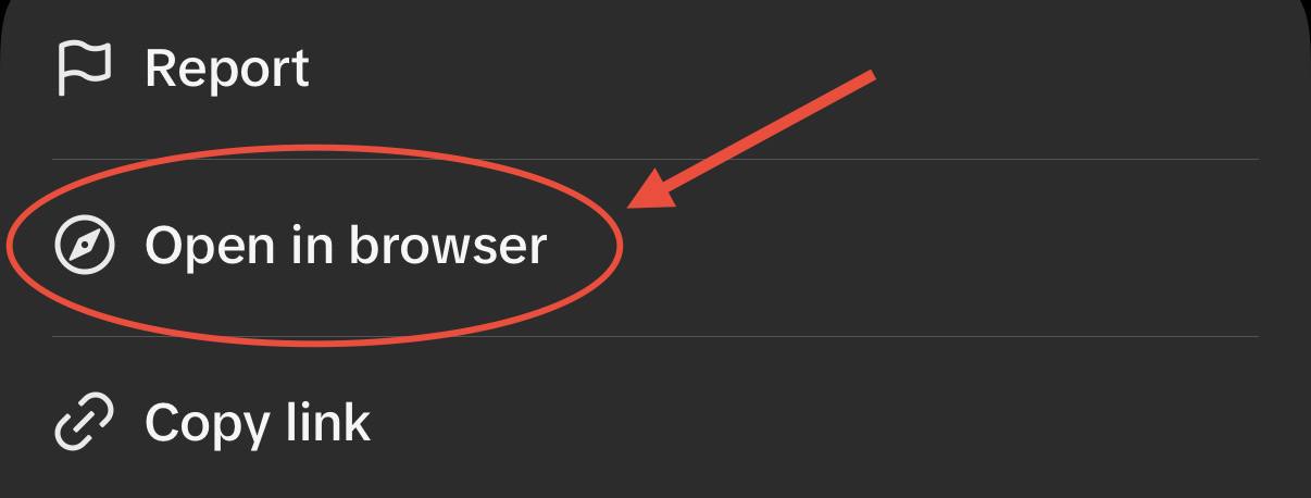 Open in browser option highlighted